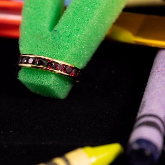 925 silver, gold plated and garnet ring - Picture 4 of 7